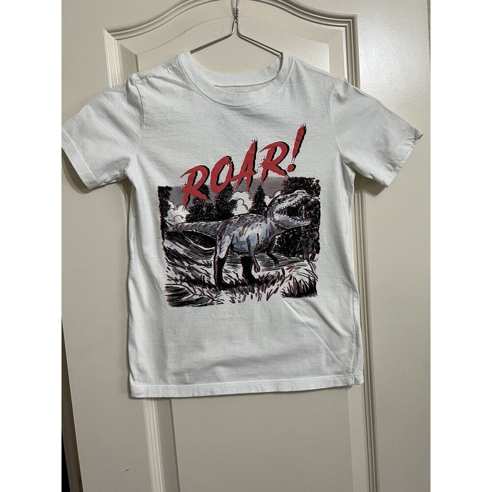 Boy's Graphic Dinosaur Tee shirt Size 8 White Short Sleeve ROAR OSHKOSH ORIGINAL